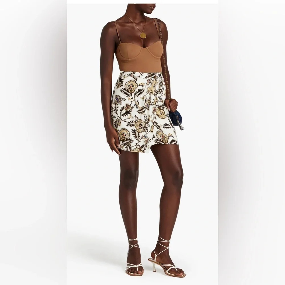 BA&SH Venise floral-print crepe mini wrap skirt